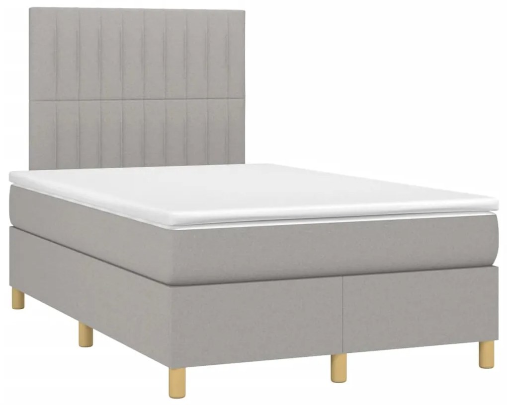 vidaXL Κρεβάτι Boxspring με Στρώμα & LED Αν.Γκρι 120x200 εκ Υφασμάτινο