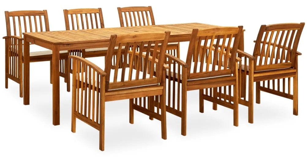 vidaXL Σετ Τραπεζαρίας Κήπου 7 τεμ. Μασίφ Ξύλο Ακακίας με Μαξιλάρια