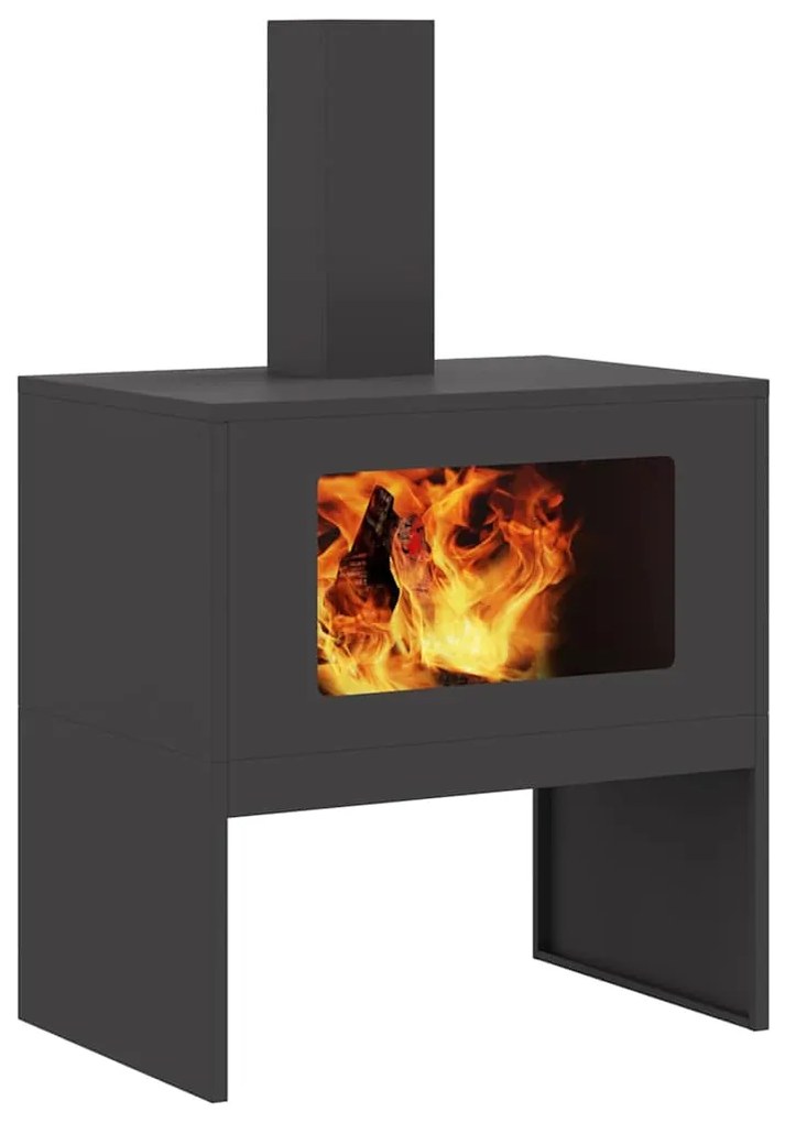 vidaXL Φούρνος με Καμινάδα Μαύρος 60x40x96 εκ Ατσάλι