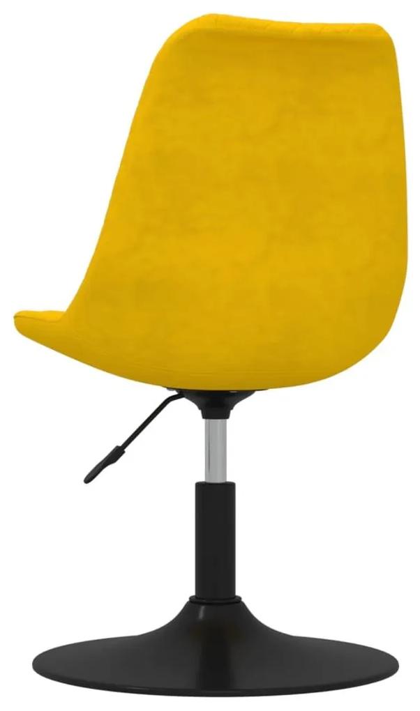 Καρέκλες Τραπεζαρίας Περιστρεφόμενες 4 τεμ. Κίτρινες Βελούδινες - Κίτρινο