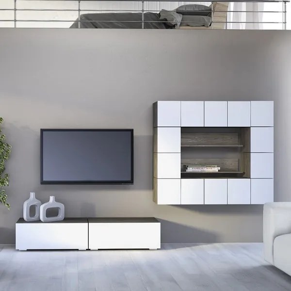Intrahome Σύνθεση σαλονιού "SMART 7D" σε χρώμα σταχτί-λευκό Intrahomesa-00652652