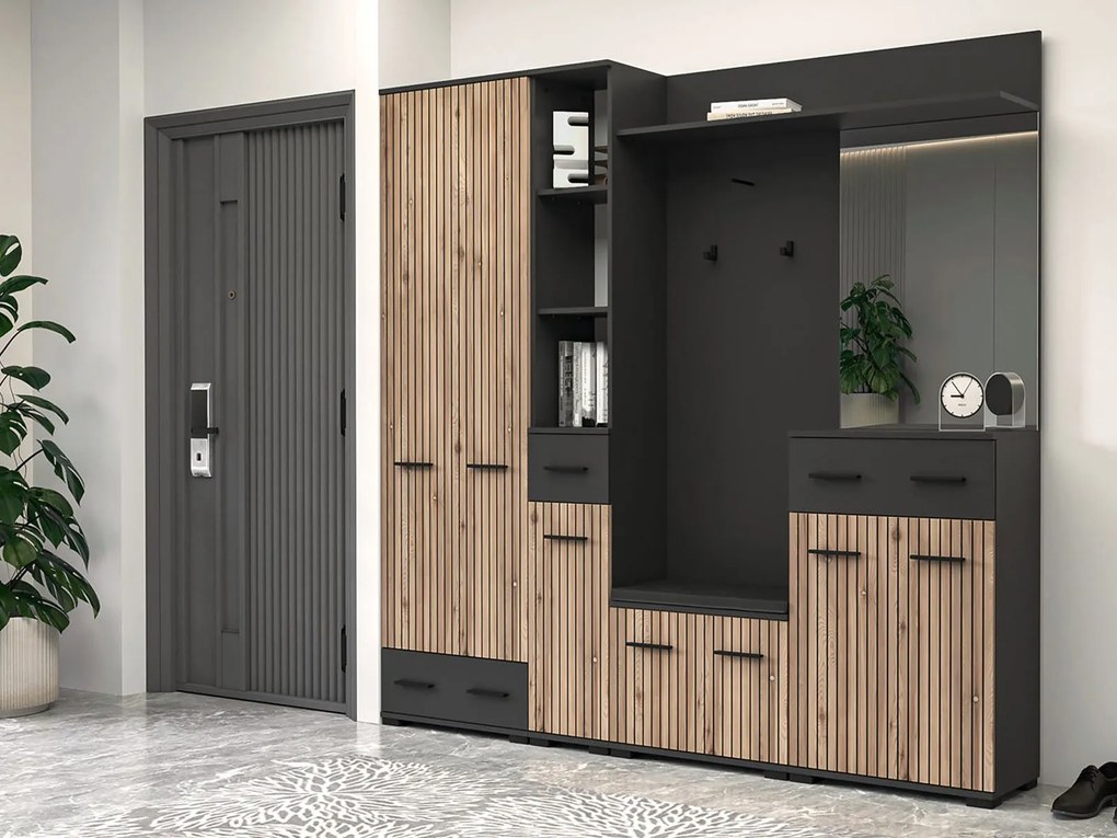 Μπουφές NERIA Artizan Oak/Ανθρακί 60x95.5x32cm