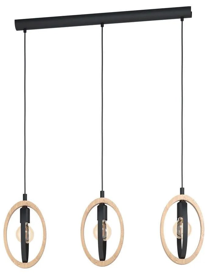 Φωτιστικό Οροφής-Ράγα 'Basildon' 43462 Black-Brown Eglo Metal,Wood