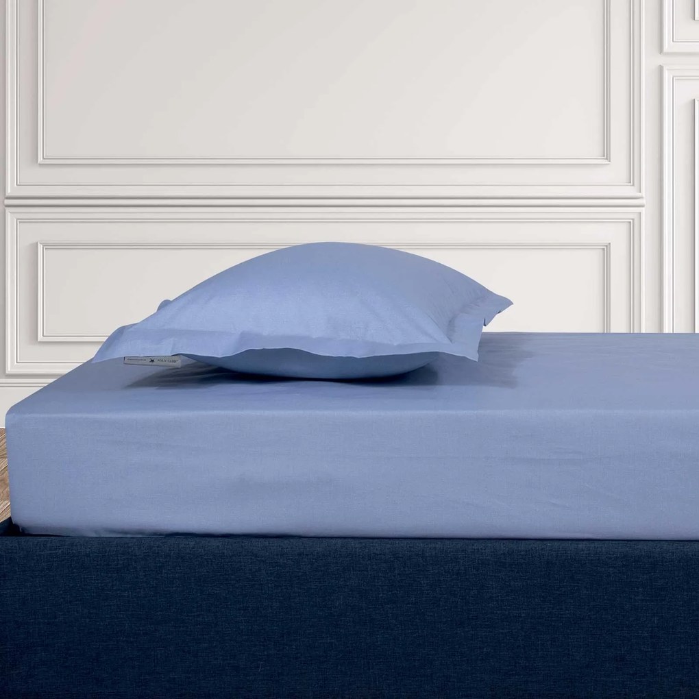 Σεντόνι Μεμονωμένο Polycotton Υπέρδιπλο Με Λάστιχο 160x200+35εκ. Loft 2507 Μπλε Greenwich Polo Club