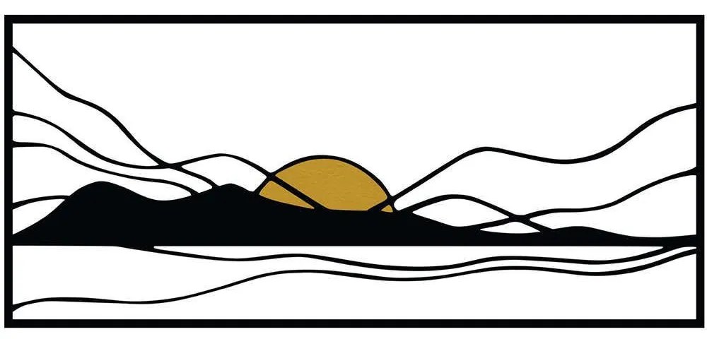 Διακοσμητικό Τοίχου Cerro 279ENZ2613 120x51cm Black-Yellow Wallity Μέταλλο,Ξύλο