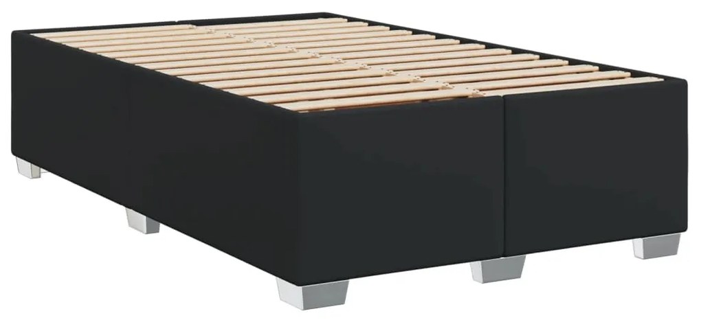 vidaXL Κρεβάτι Boxspring με Στρώμα Μαύρο 120 x 200 εκ. Συνθετικό Δέρμα