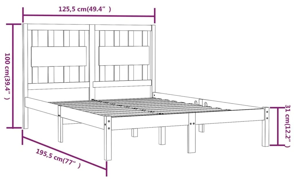 ΠΛΑΙΣΙΟ ΚΡΕΒΑΤΙΟΥ ΛΕΥΚΟ 120X190ΕΚ ΞΥΛΟ ΠΕΥΚΟΥ 4FT SMALL DOUBLE 3103904