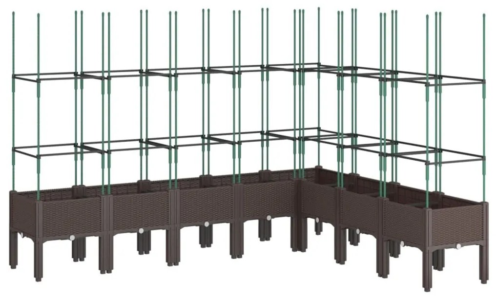 Ζαρντινιέρα Κήπου με Καφασωτό Καφέ 200 x 160 x 142,5 εκ. από PP - Καφέ