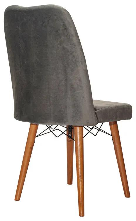 Καρέκλα Vespera I pakoworld βελούδο γκρι-καρυδί πόδι