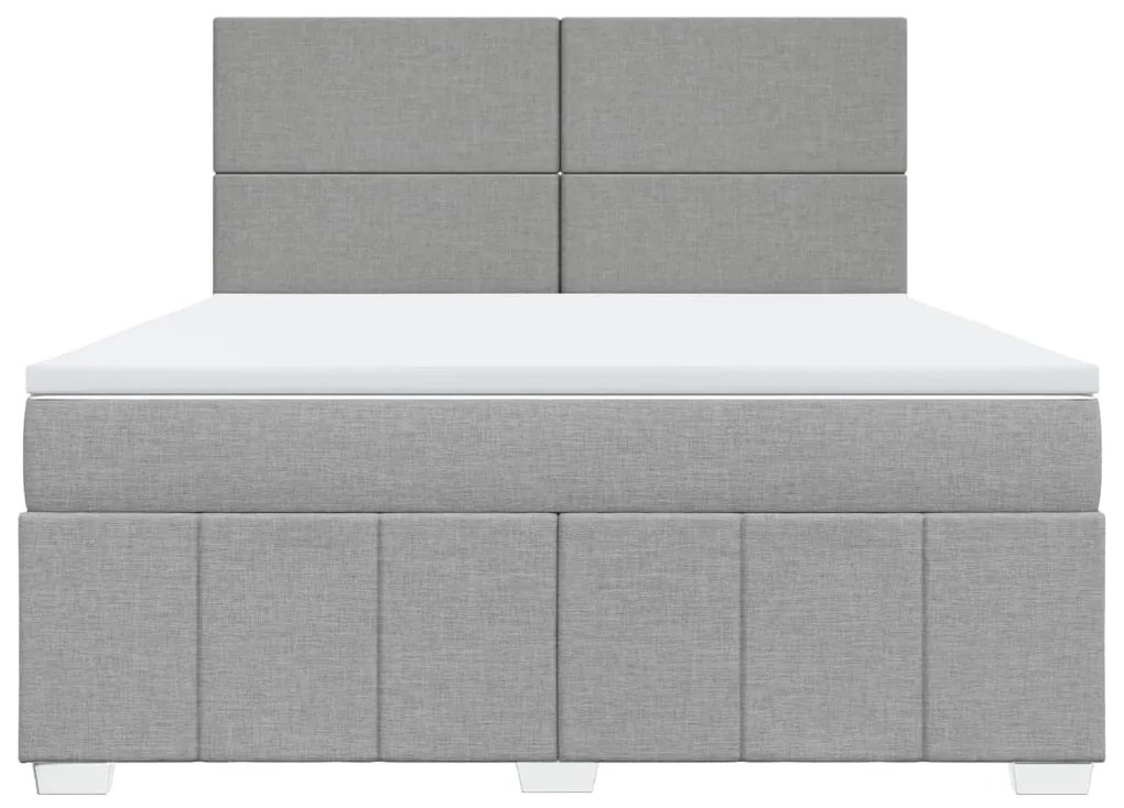 vidaXL Κρεβάτι Boxspring με Στρώμα Ανοιχτό Γκρι 180x200 εκ. Υφασμάτινο