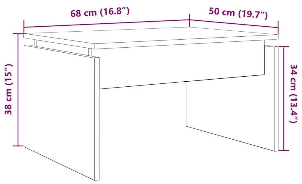 Τραπεζάκι Σαλονιού τεχνίτης Δρυς 68x50x38 εκ Επεξεργασμένο Ξύλο - Καφέ