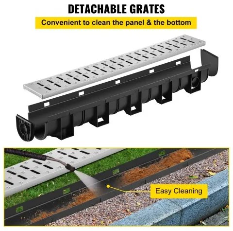 VEVOR Drainage Trench Driveway Channel Drain Kit Metal Grate-5.8