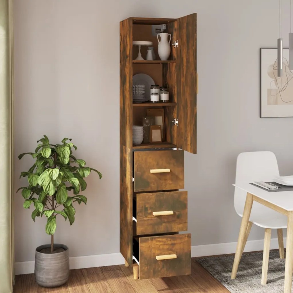 vidaXL Ντουλάπι Καπνιστή δρυς 34,5x34x180 εκ. από Επεξεργασμένο Ξύλο