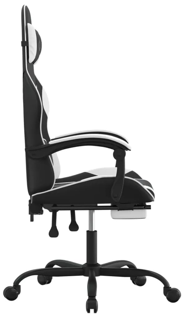 vidaXL Καρέκλα Gaming Μασάζ Υποπόδιο Μαύρο/Λευκό από Συνθετικό Δέρμα