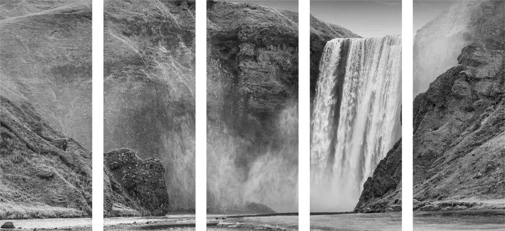Εικόνα 5 τμημάτων εικονικός καταρράκτης στην Ισλανδία σε ασπρόμαυρο - 200x100