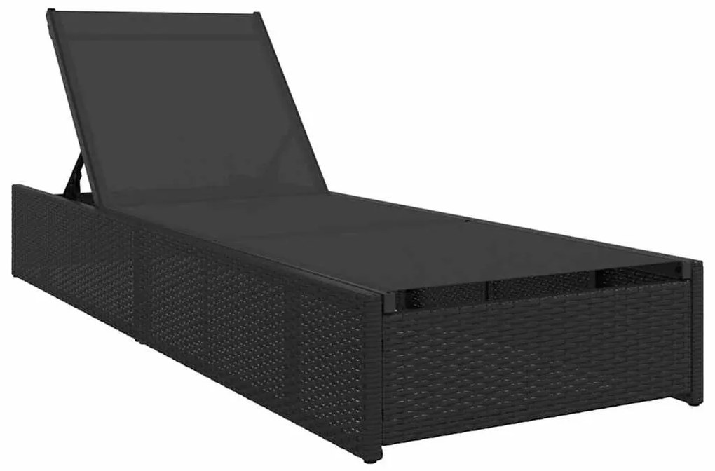 vidaXL Ξαπλώστρα Μαύρο 200.5 x 70 x 75 εκ συνθετικό ρατάν