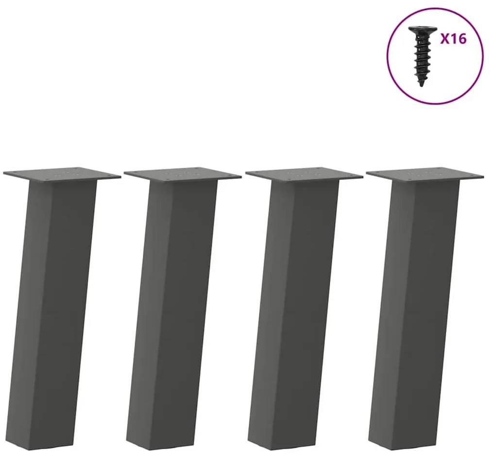 Πόδια Τραπεζιού Σαλονιού 4 τεμ. Ανθρακί 42 εκ. Ατσάλι