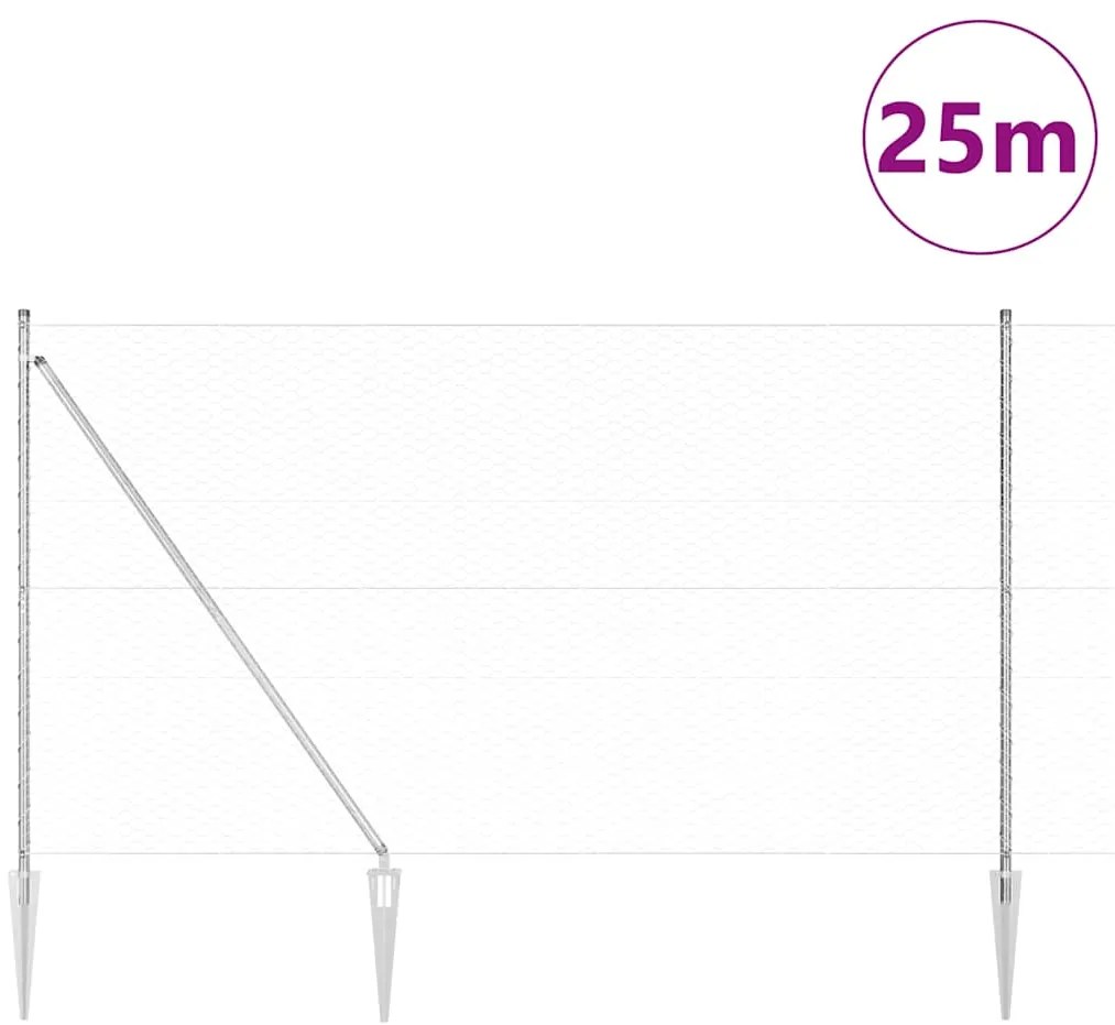 vidaXL Στύλος Περιφράξεων Ασημί 25 x 1,5 μ (36 mm πλέγμα) Ατσάλι
