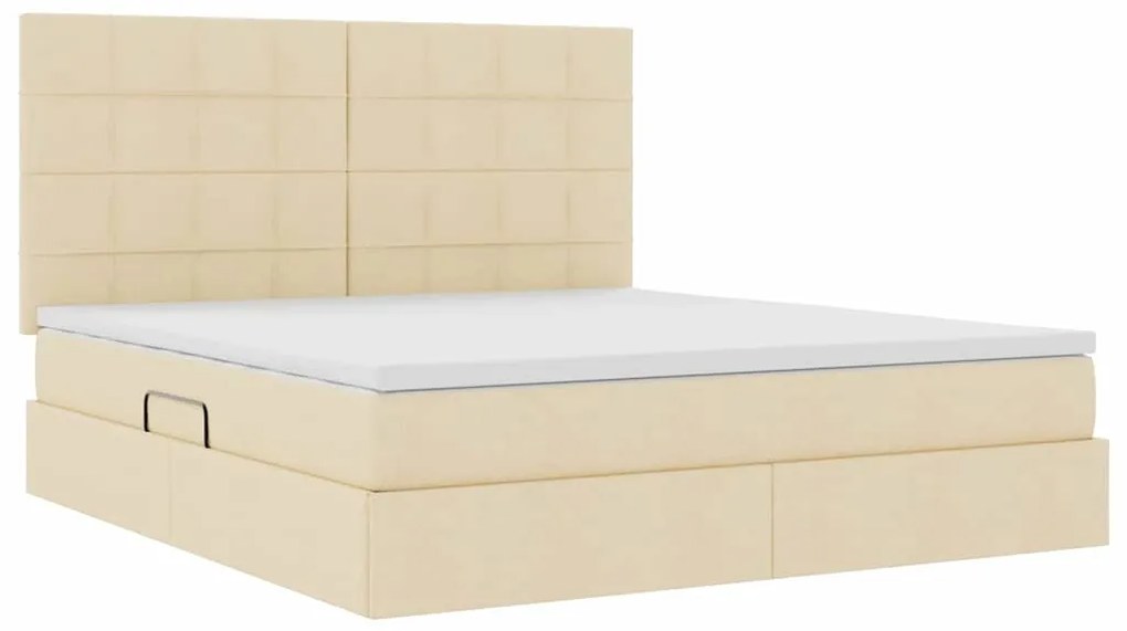 vidaXL Κρεβάτι με αποθηκευτικό χώρο και LED Κρέμ 160 x 200 cm