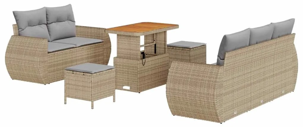 vidaXL Σετ Καναπέ Κήπου 8 pcs μπεζ και ανοιχτό γκρι 90 x 55 x 71 cm