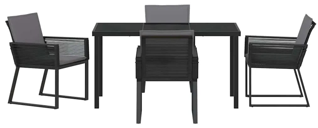 vidaXL Σέτ φαγητού για κήπο 5 pcs Μαύρο Χάλυβας με επίστρωση πούδρας