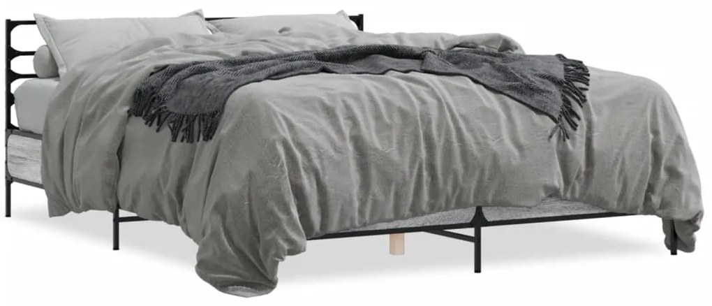 vidaXL Πλαίσιο Κρεβατιού Γκρι Sonoma 160x200 εκ. Επεξ. Ξύλο &amp; Μέταλλο