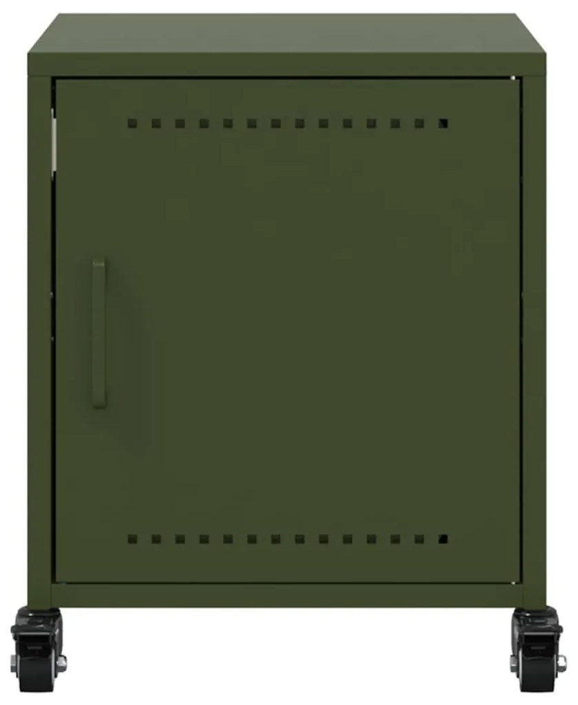vidaXL Κομοδίνα 2 τεμ. Πράσινο Λαδί 36x39x43,5 εκ. από Χάλυβα