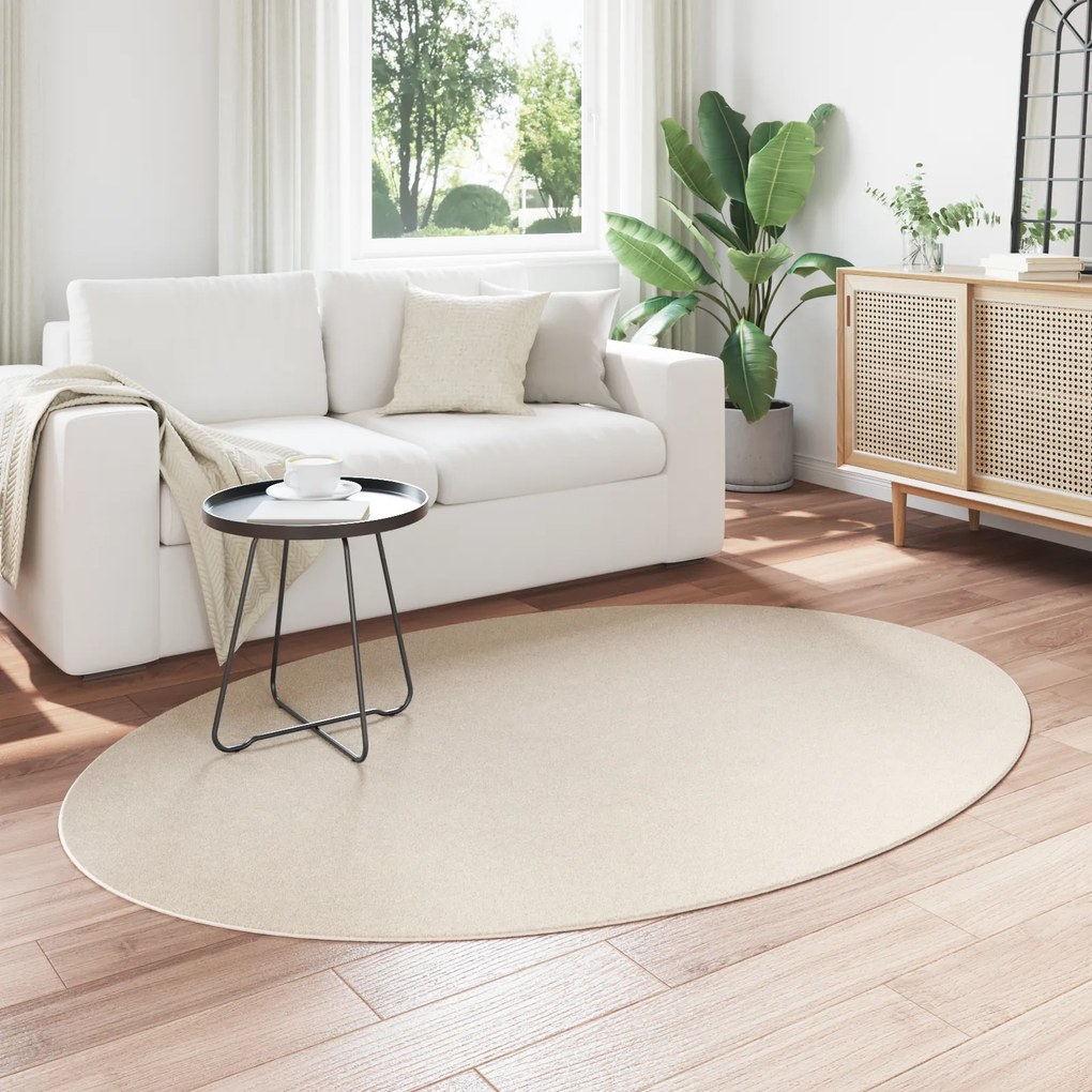 vidaXL Χαλί "HUARTE" Μπεζ 140x200 εκ. Ωοειδές