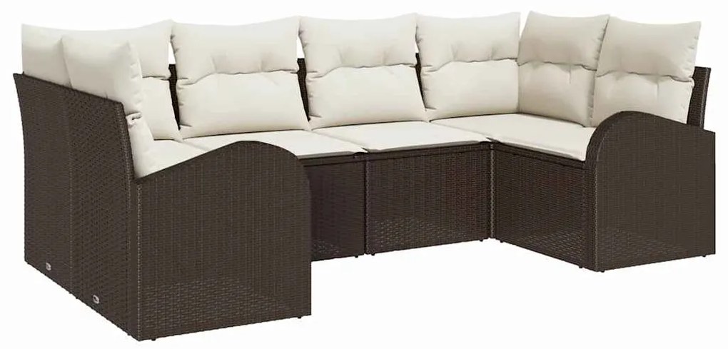 vidaXL Σετ Καναπέ Κήπου 6 pcs Καφέ Πολυ ράταν