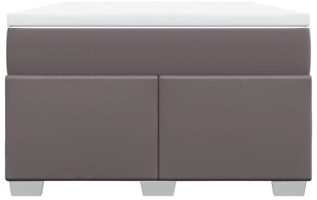 vidaXL Κρεβάτι Boxspring με Στρώμα Γκρι 120x190εκ. από Συνθετικό Δέρμα