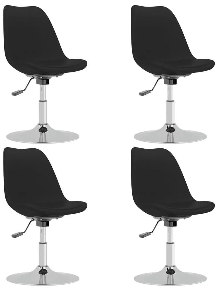Καρέκλες Τραπεζαρίας Περιστρεφόμενες 4 τεμ. Μαύρες Υφασμάτινες - Μαύρο