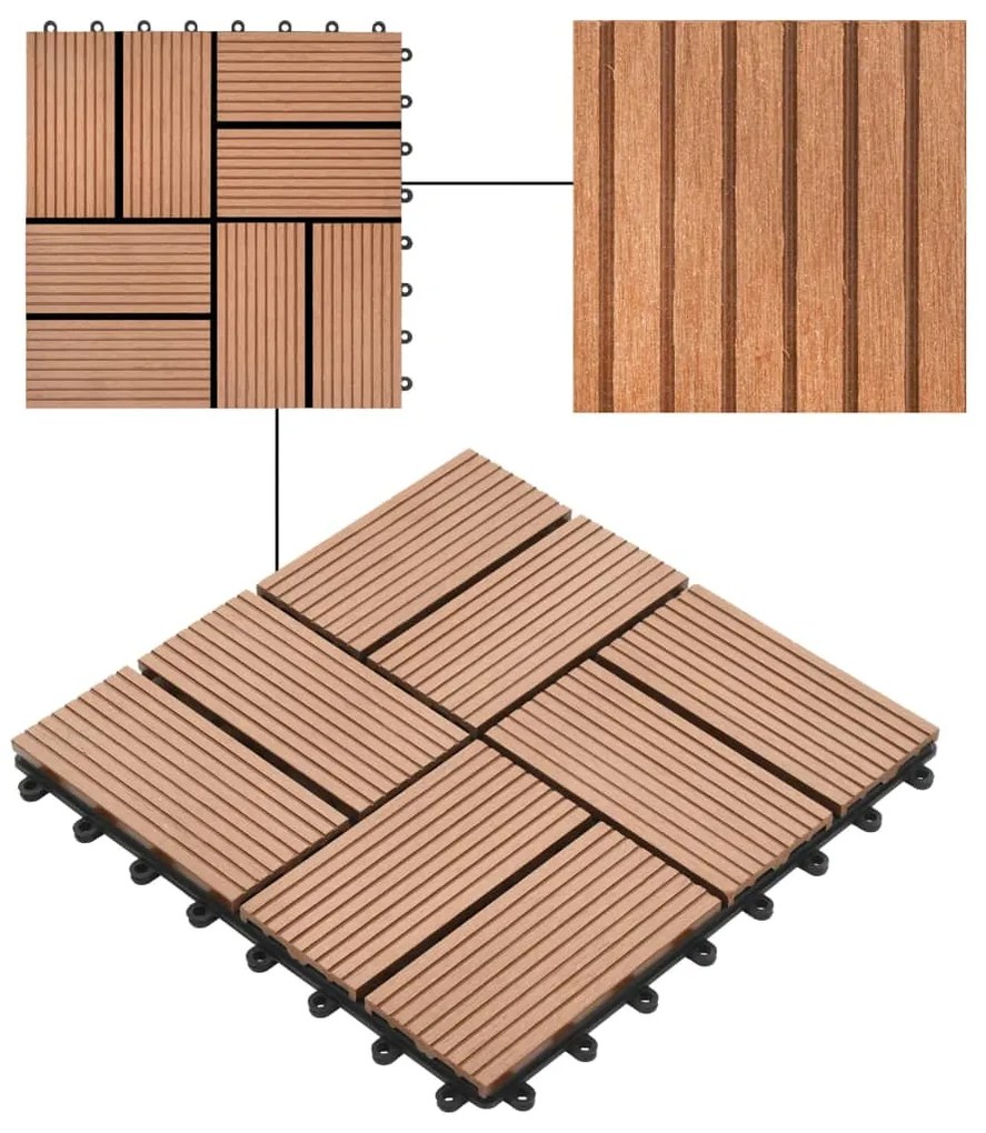 vidaXL Πλακάκια Deck 22 τεμ. Καφέ 30 x 30 εκ. 2 μ² από WPC
