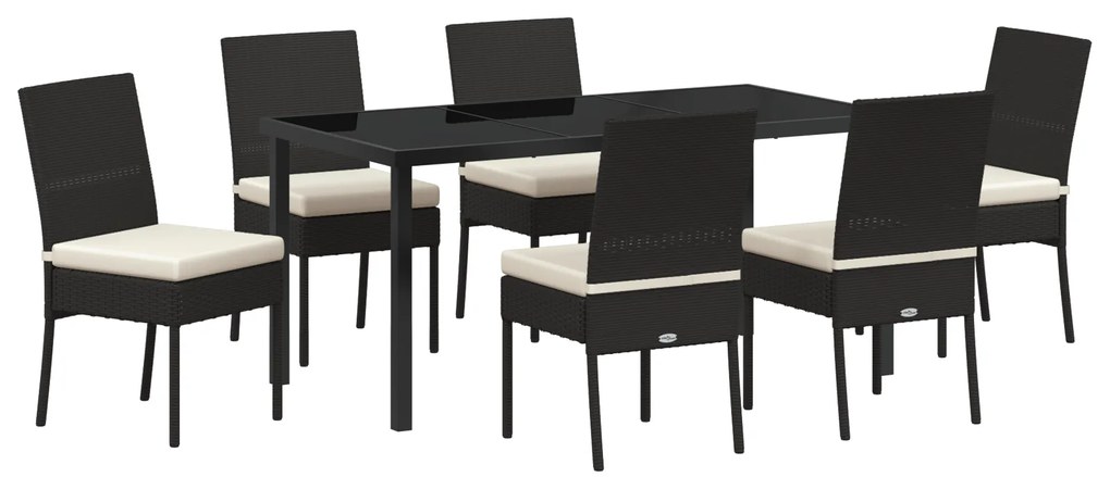 vidaXL Σετ 7 τεμαχίων Τραπεζαρίας Κήπου Μαύρο Πολυ Ρατάν