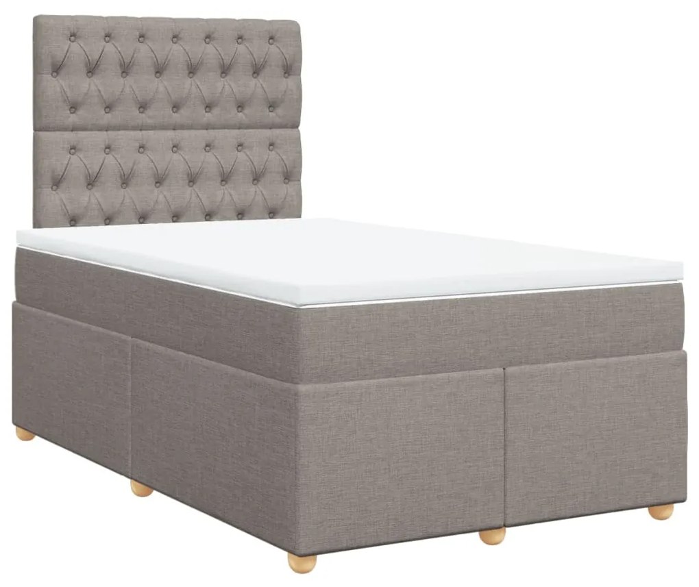 vidaXL Κρεβάτι Boxspring με Στρώμα Taupe 120x200 εκ. Υφασμάτινο