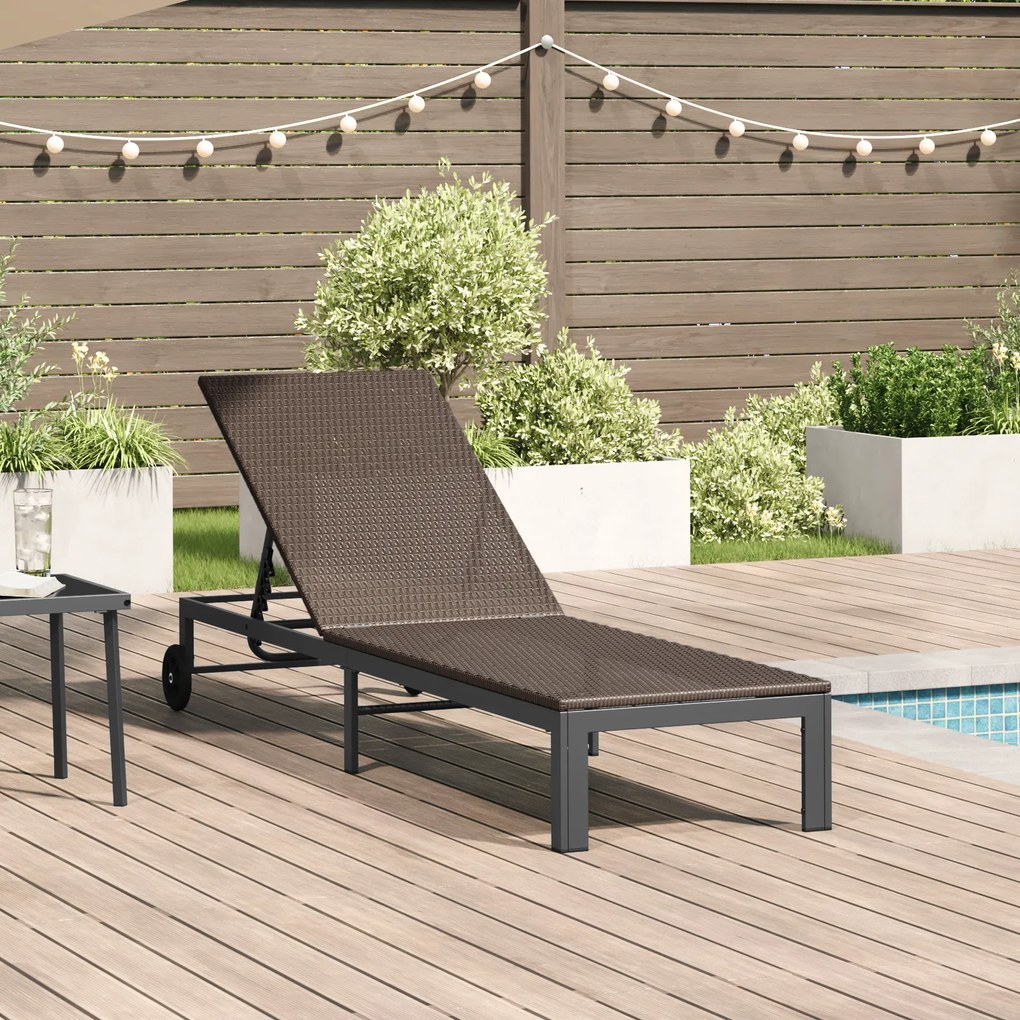 vidaXL Ήλιο-κρεβάτι 1-πρόσωπο Καφέ 60 x 200 x 27εκ συνθετικό ρατάν
