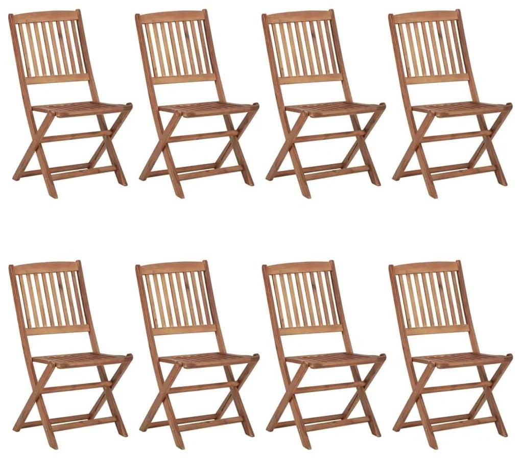 Καρέκλες Κήπου Πτυσσόμενες 8 τεμ Μασίφ Ξύλο Ακακίας &amp; Μαξιλάρια - Καφέ