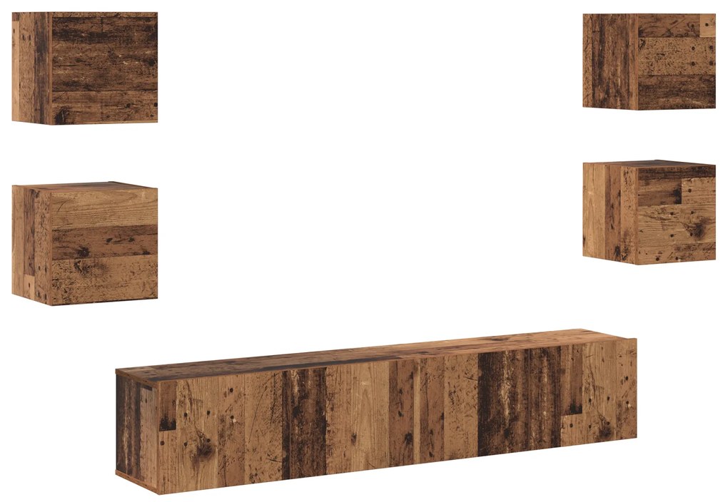vidaXL Σετ επίπλου τηλεόρασης 6 pcs Καφέ 160 x 30 x 30 εκ.