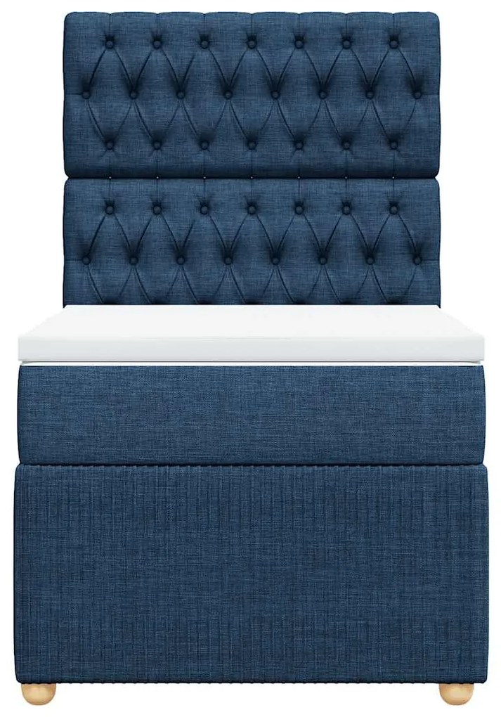 vidaXL Κρεβάτι Boxspring με Στρώμα Μπλε 100 x 200 εκ. Υφασμάτινο