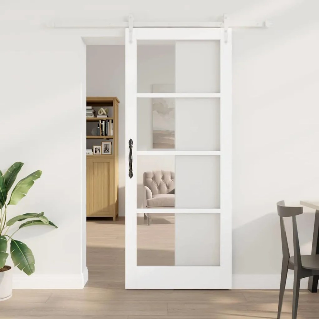 vidaXL Ολισθητή Πόρτα Λευκό 86 x 211 cm Ξύλο και μέταλλο
