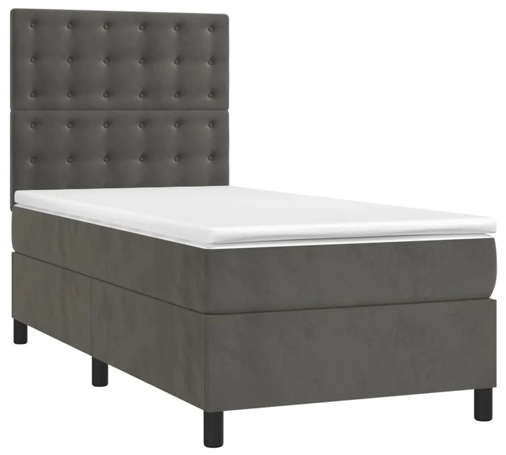 ΚΡΕΒΑΤΙ BOXSPRING ΜΕ ΣΤΡΩΜΑ ΣΚΟΥΡΟ ΓΚΡΙ 100X200 ΕΚ. ΒΕΛΟΥΔΙΝΟ 3143248