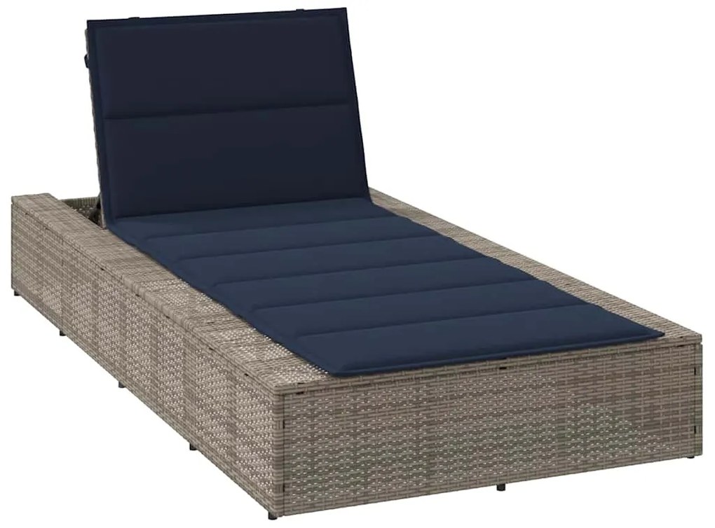vidaXL Ξαπλώστρα με αιωρούμενο μαξιλάρι Γκρι Poly Rattan