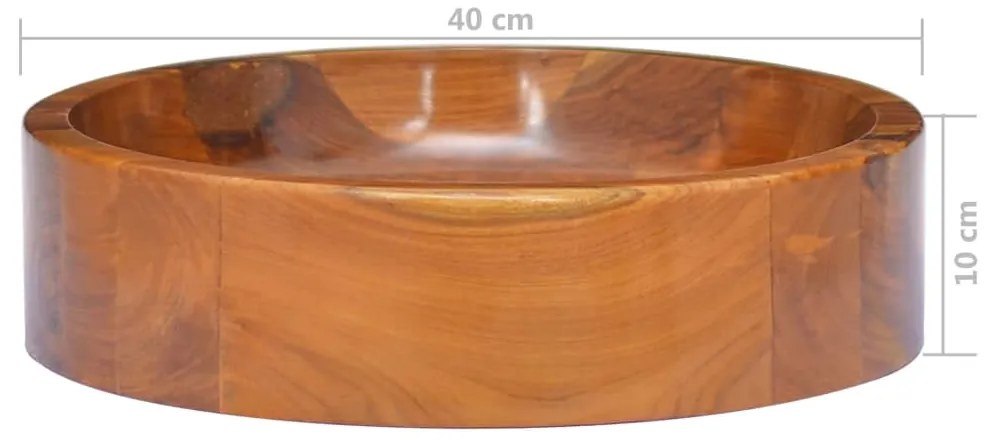 vidaXL Νιπτήρας Ø40 x 10 εκ. από Μασίφ Ξύλο Teak