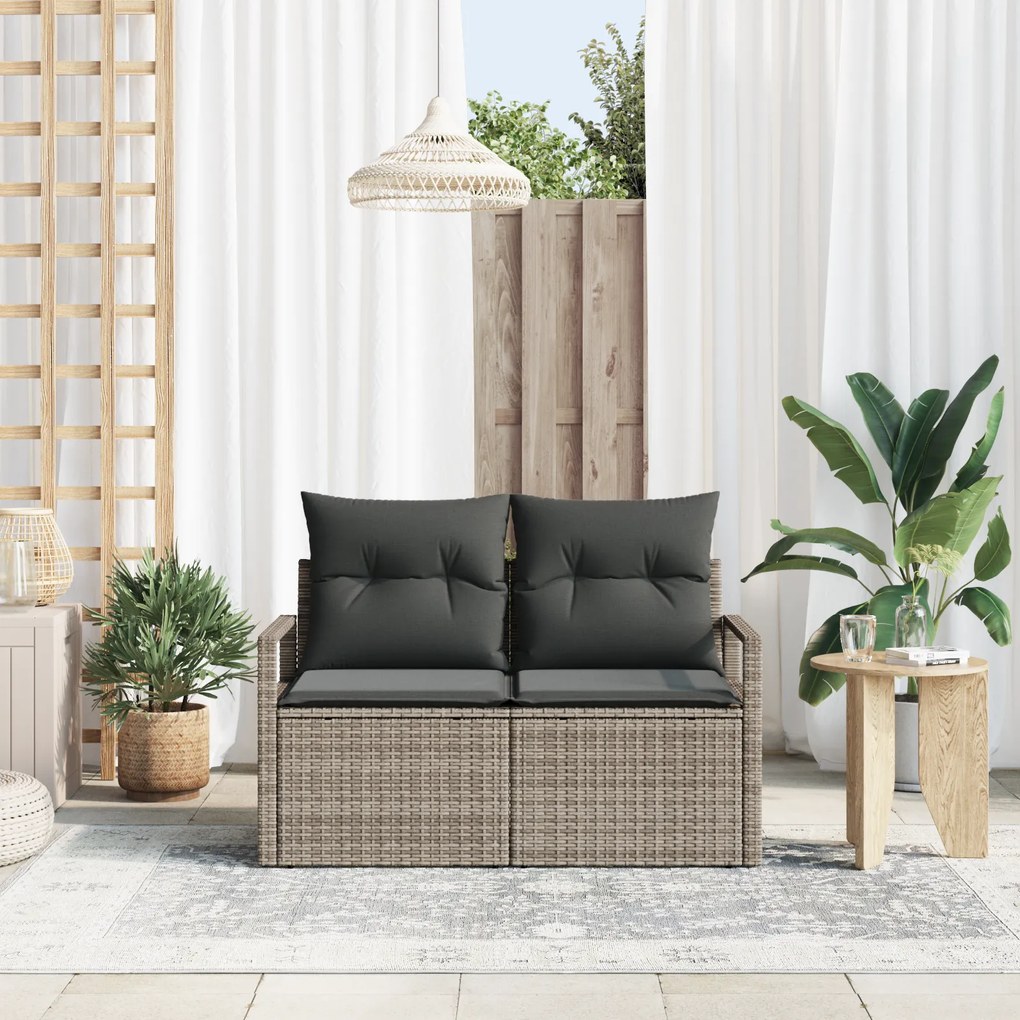 vidaXL Καναπές Κήπου με μαξιλάρι Γκρι 120 x 62 x 69εκ συνθετικό ρατάν