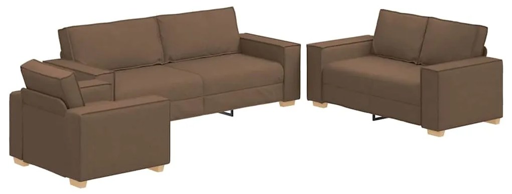 vidaXL Σετ Καναπέ με μαξιλάρι 3 pcs Καφέ 220 x 78 x 84 εκ. ύφασμα