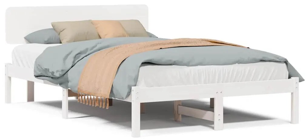 vidaXL Σκελετός Κρεβατιού Λευκό 140 x 190 cm Μασίφ ξύλο πεύκου