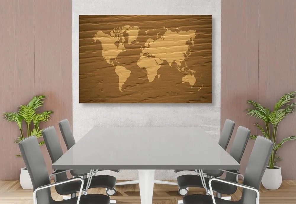 Εικόνα ενός καφέ παγκόσμιου χάρτη σε έναν φελλό - 90x60  color mix