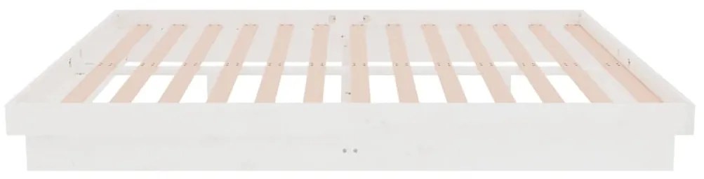 vidaXL Πλαίσιο Κρεβατιού Λευκό 135x190 εκ. από Μασίφ Ξύλο Double
