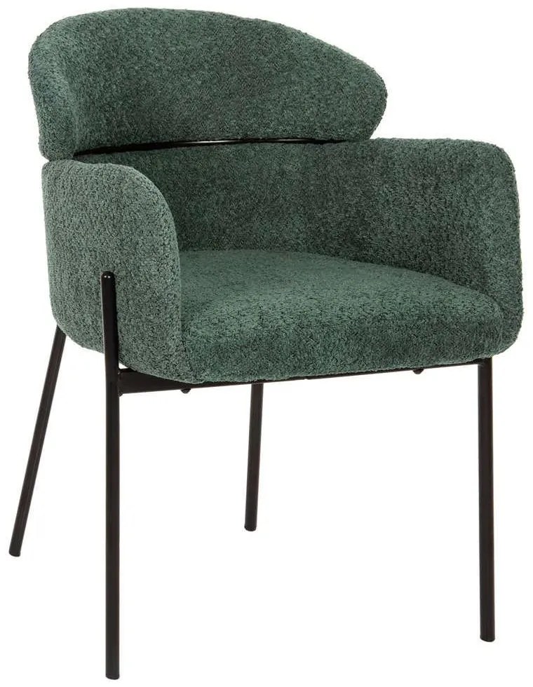 Πολυθρόνα Wolf HM8583.03 58x58x80cm Με Μεταλλικά Πόδια &amp; Μπουκλέ Ύφασμα Petrol Fabric