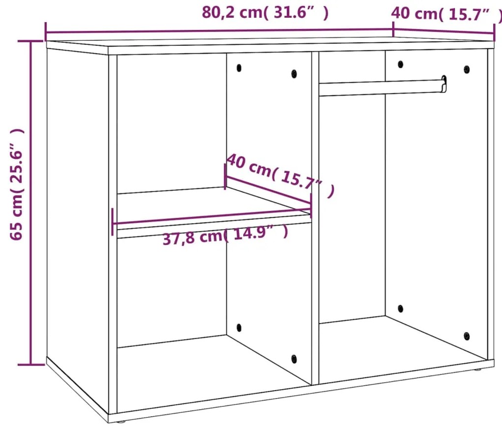 vidaXL Ντουλάπι Γυαλιστερό Λευκό 80 x 40 x 65 εκ. Επεξεργασμένο Ξύλο