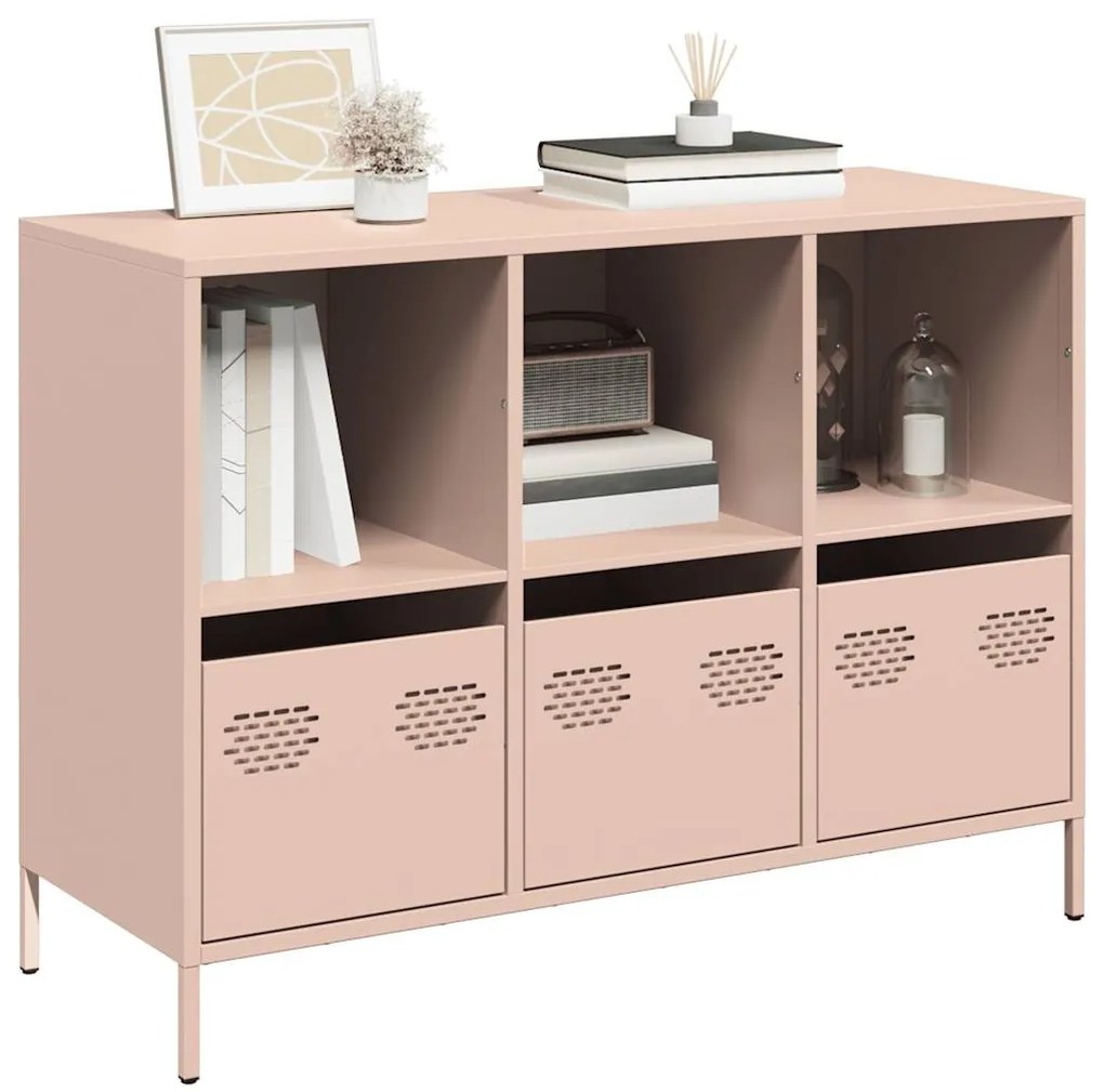 vidaXL Ντουλάπι Ροζ 101,5x39x73,5 εκ. από Χάλυβα Ψυχρής Έλασης